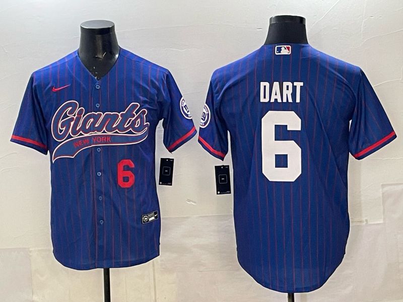 Men 2025 New York Giants #6 Dart Blue Joint Name Nike Limited NFL Jersey 09->new york giants->NFL Jersey